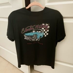 Brandy melville, electric motors, black car T-shirt.